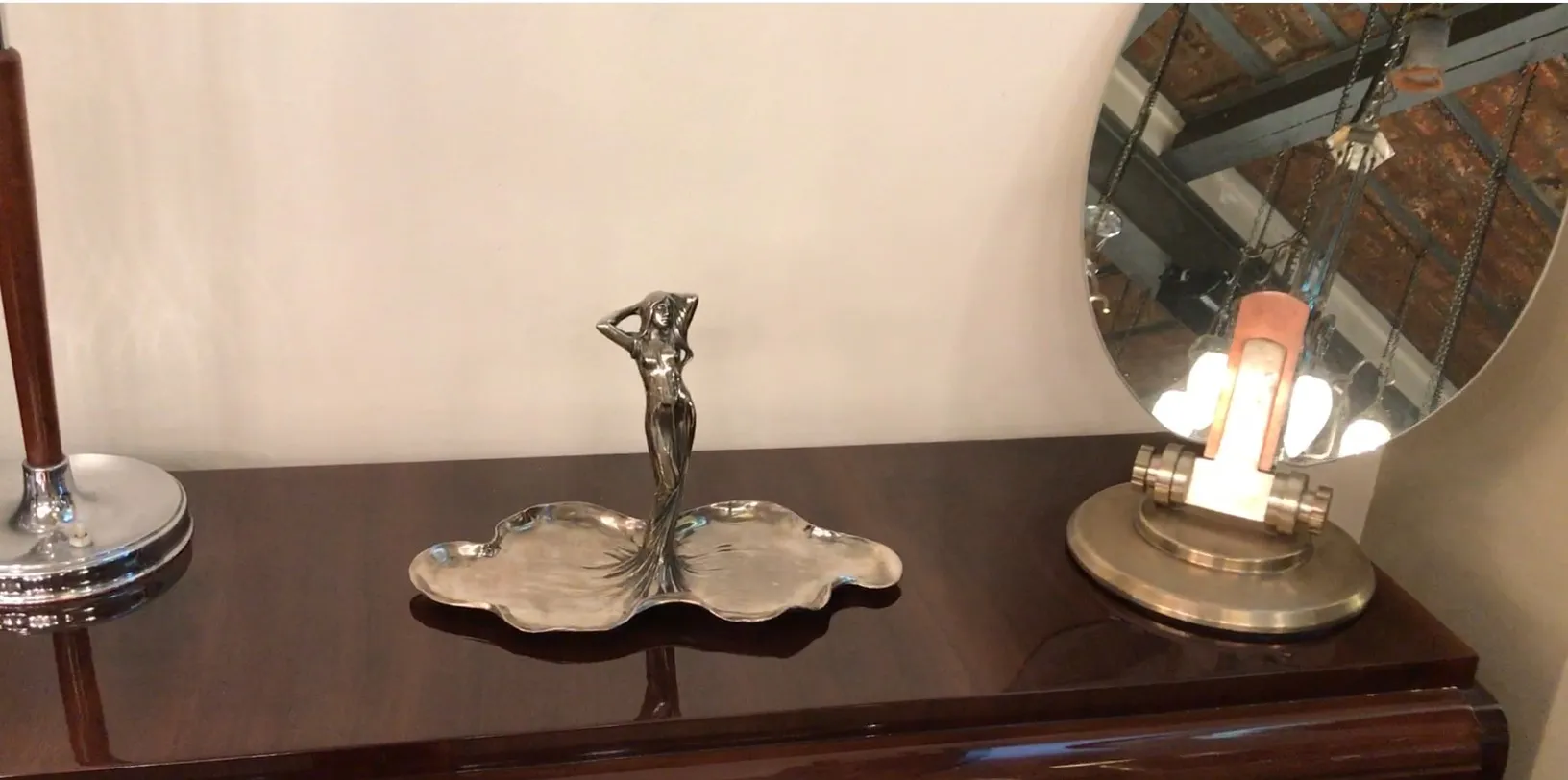 Antique card tray WMF with decorative figure