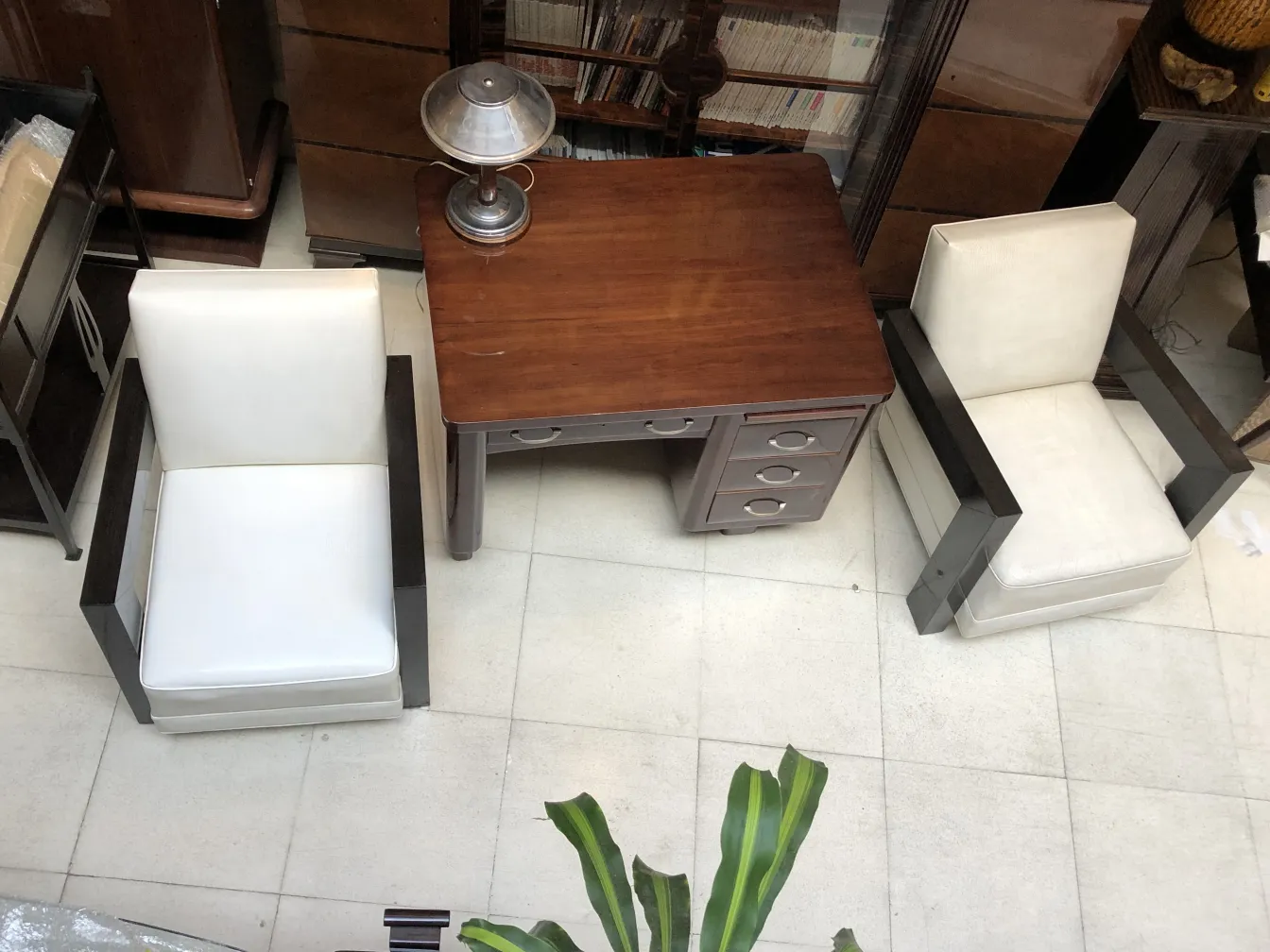 top view of 2 antique armchairs in a cozy setting