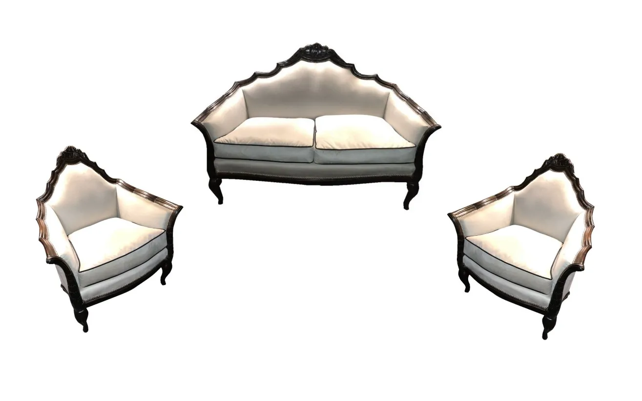 3 poltrone antiche di paul follot, eleganti e dallo stile classico
