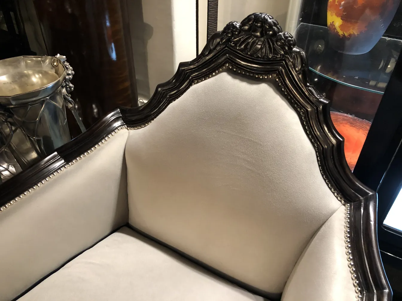 details of three antique armchairs with an elegant design by paul follot.