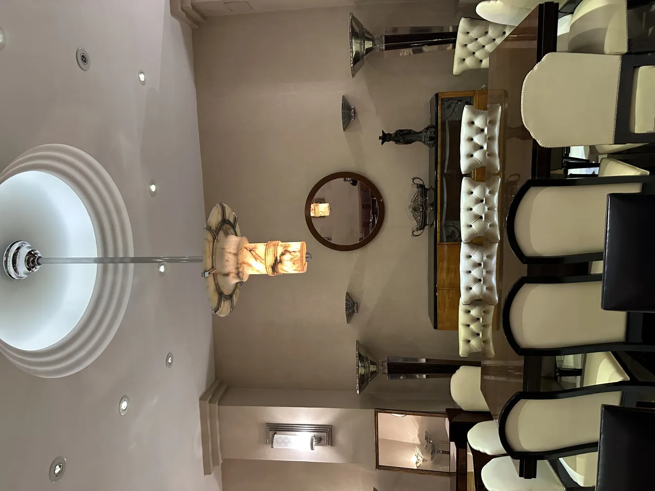 six antique elegant chairs in an ornate setting