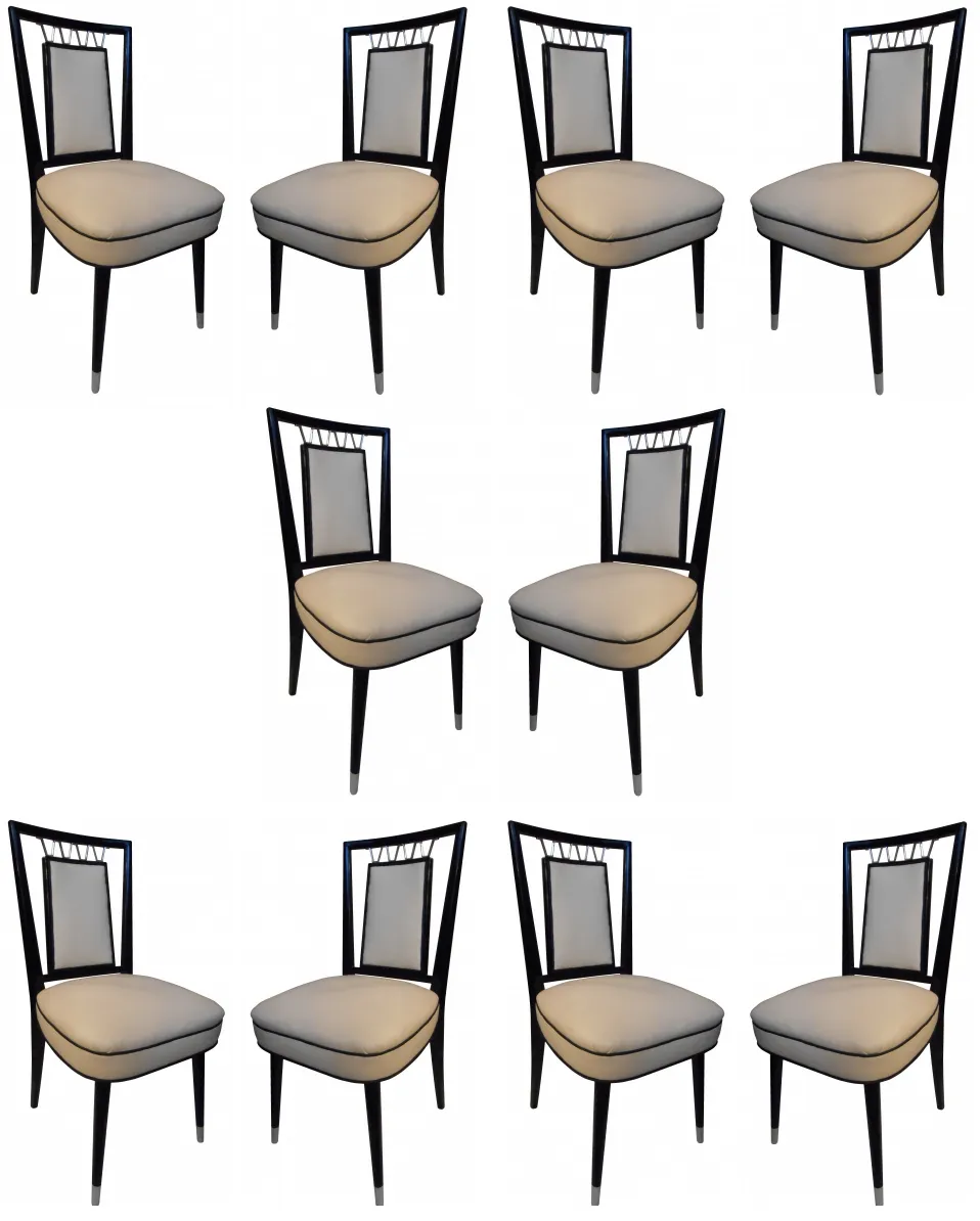 Set of 10 antique chairs with soft cushions, unique design