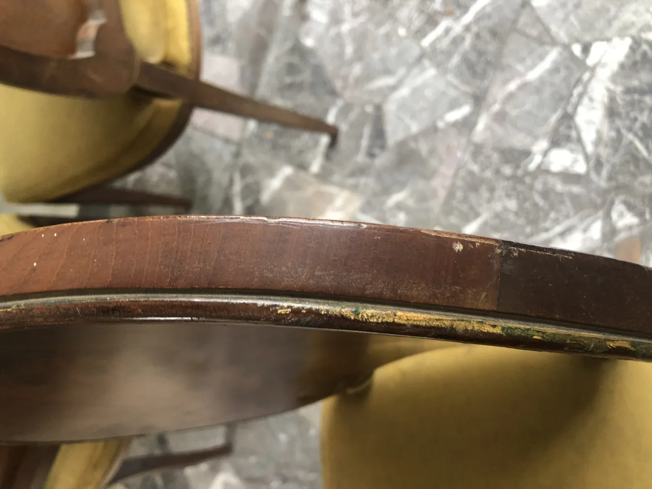 side view of antique chairs with visible details