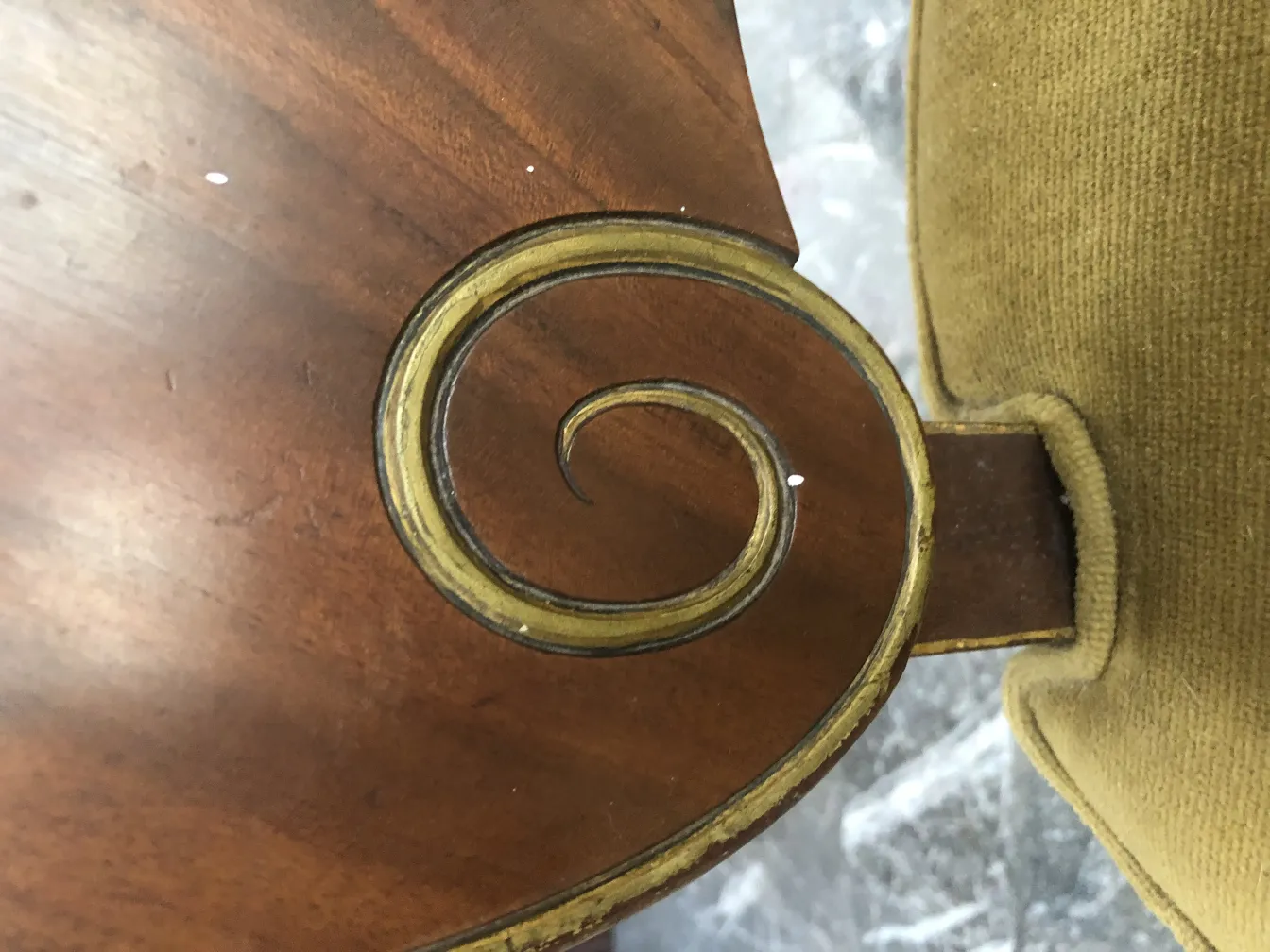 details of backs and arms on antique 12 chairs