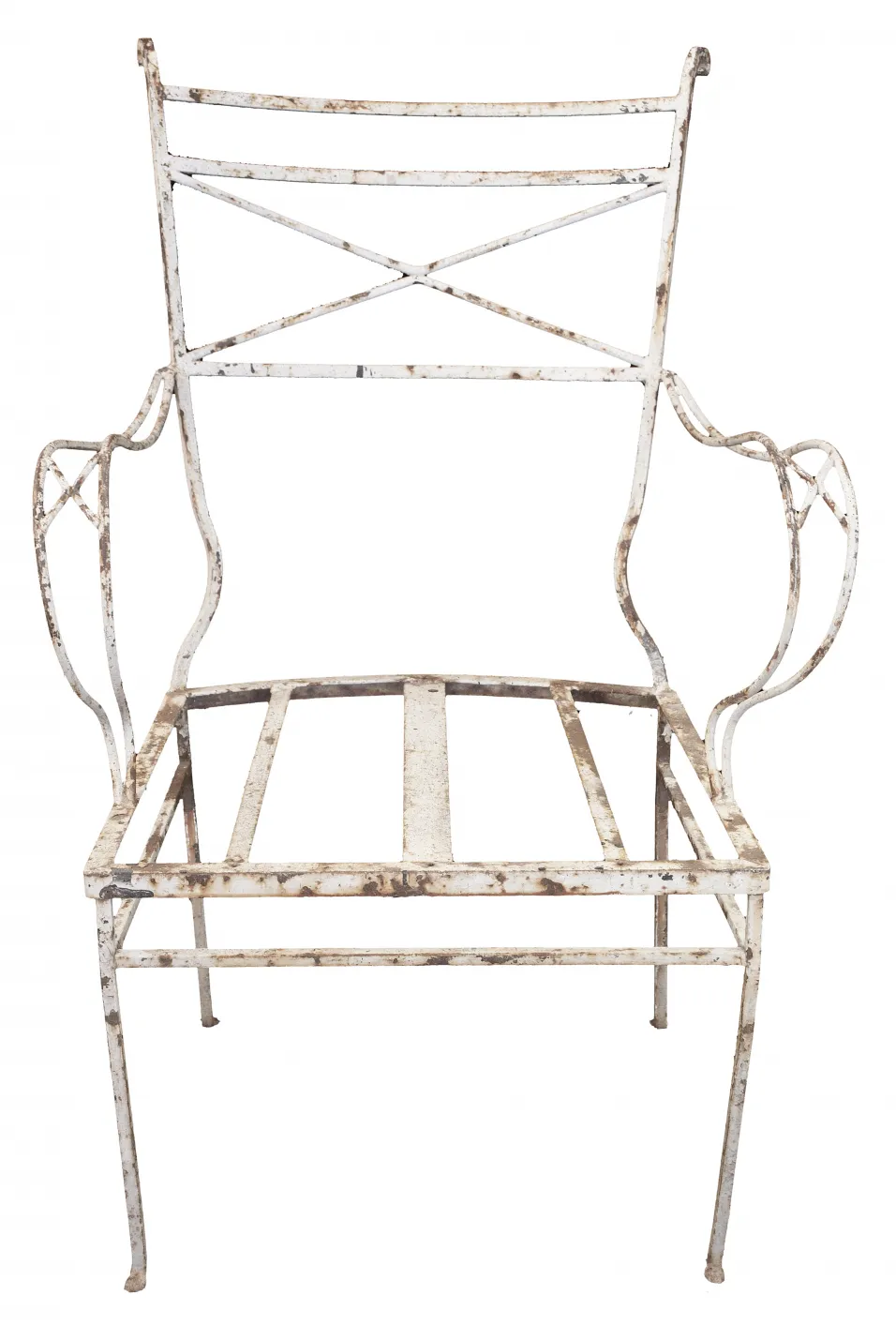 Antique garden armchair with arms and backrest