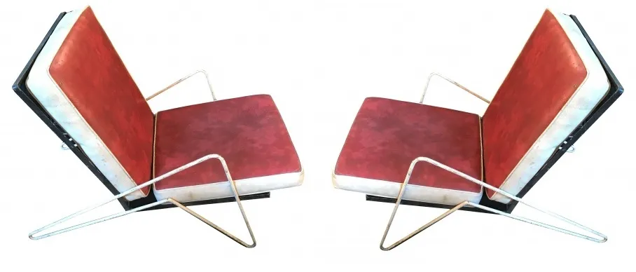 Conjunto de 4 sillones de jardin antiguos con diseño colorido