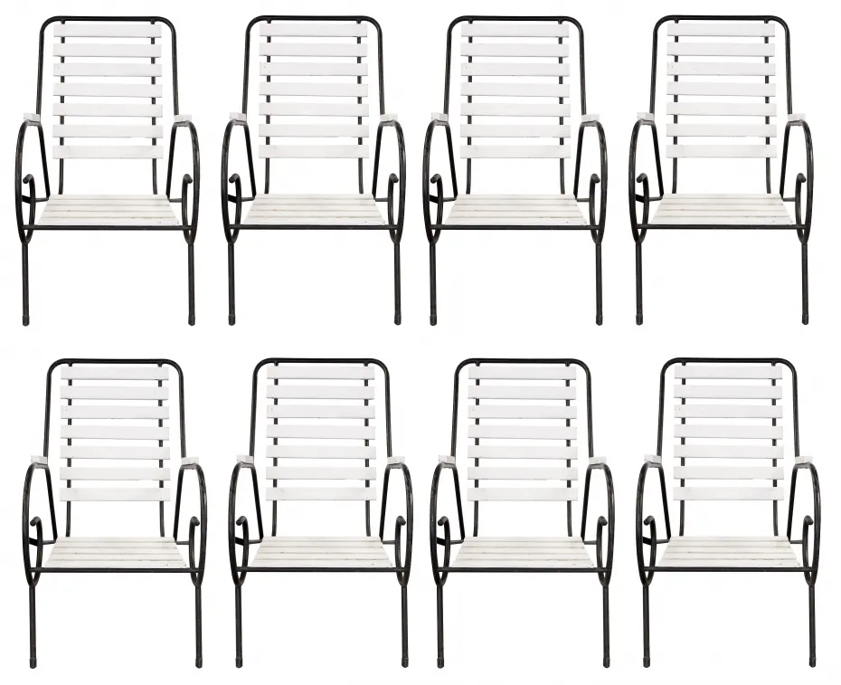 Conjunto de 8 poltronas de jardim antigas com design clássico e elegante