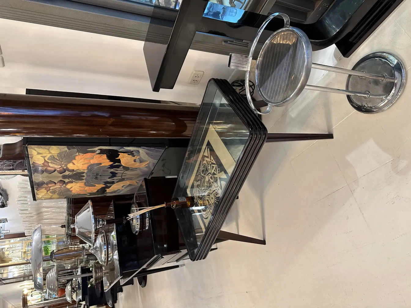 antique tray in an elegant setting with other items