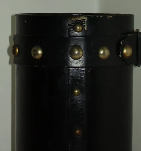 antique cylindrical umbrella stand with gold details