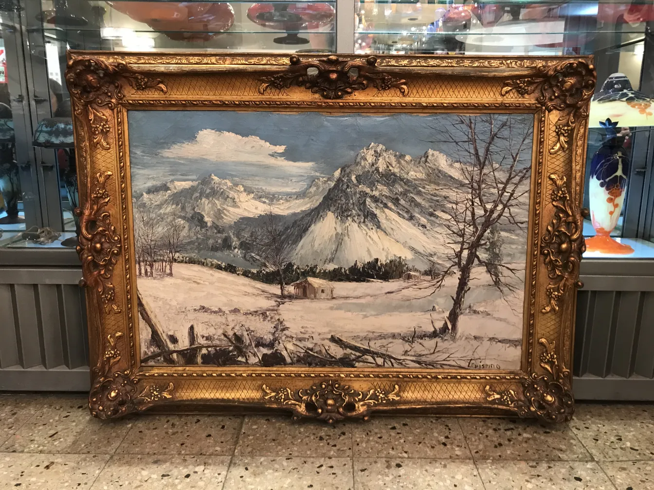 Античная живопись Луиса Криптино, изображающая снежные горы.
