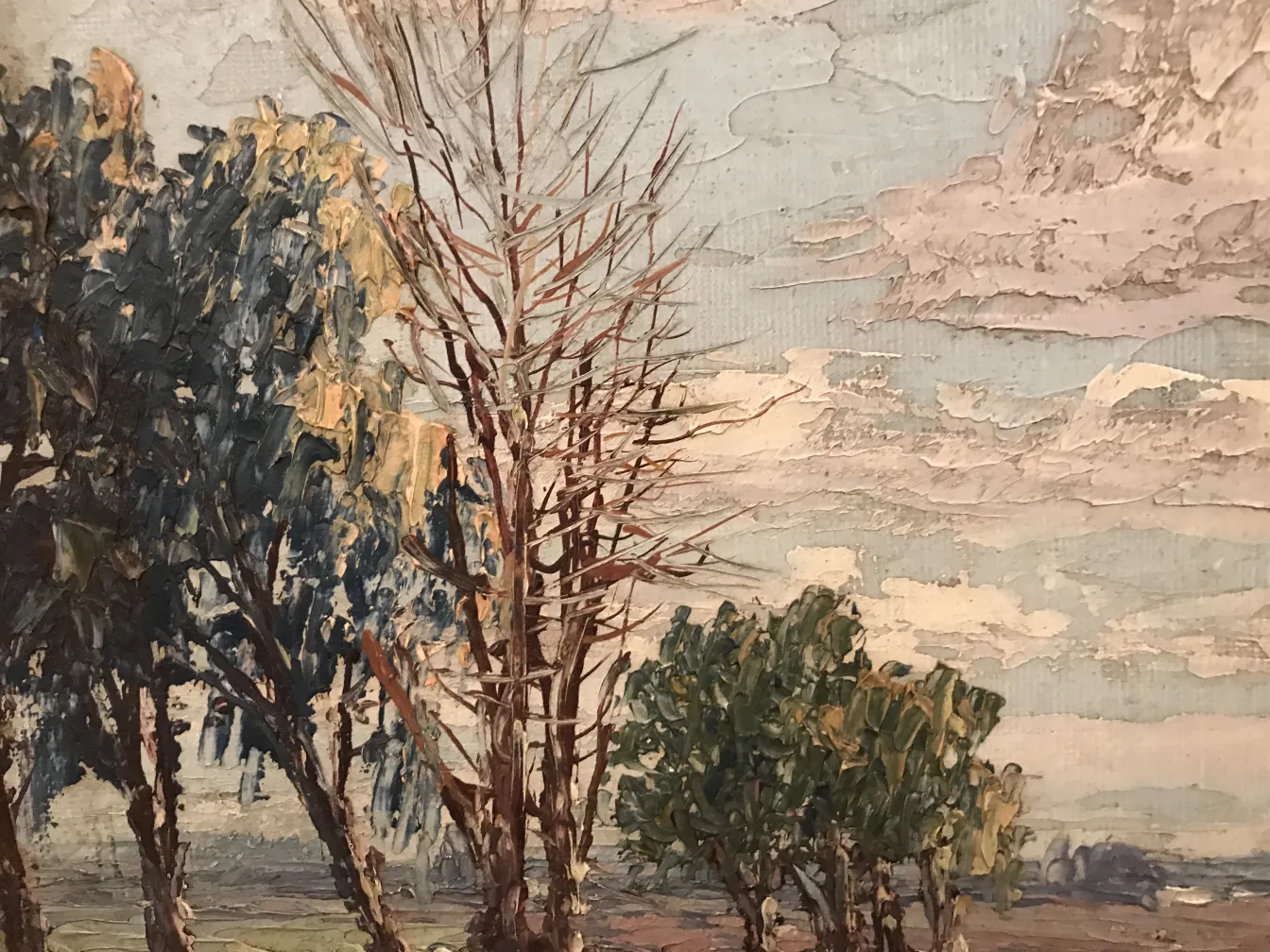 Antique Painting Crispino with trees and clouds
