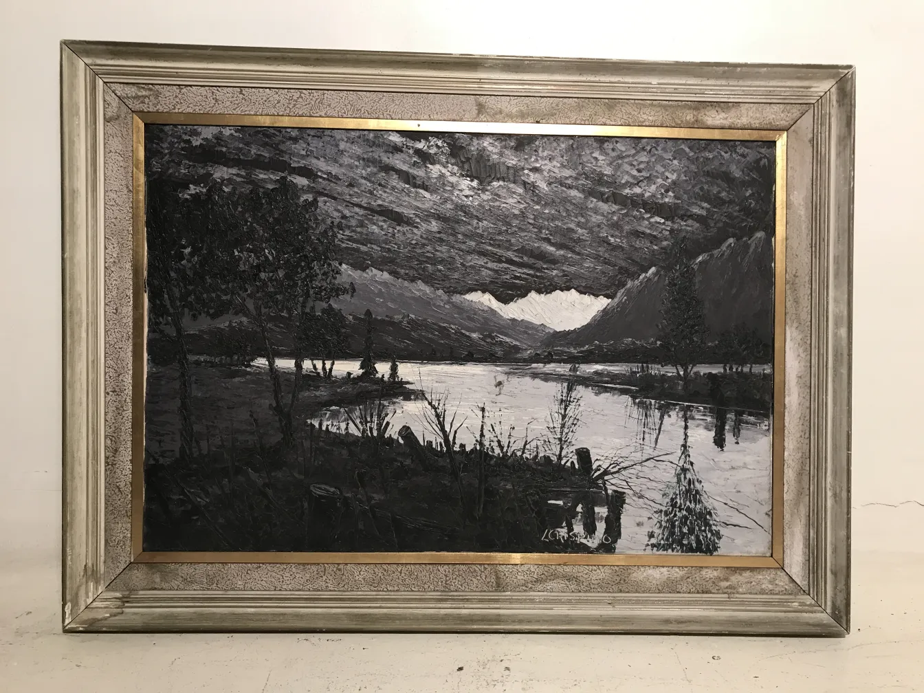 crispino painting of a natural landscape with water and trees