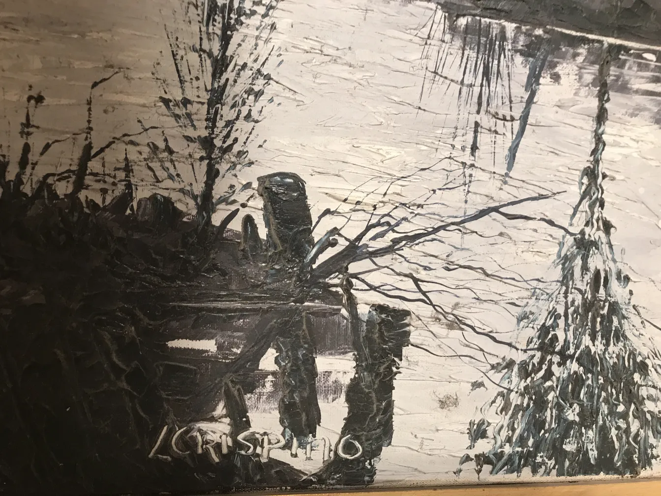 绘画 Crispino 展示阴暗和自然的风景。