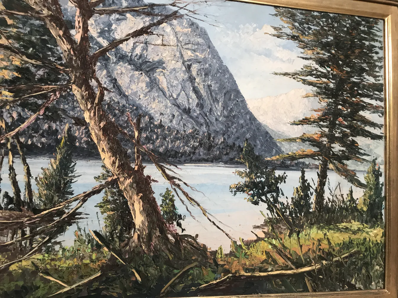 古董，风景画自然景观，有树和山。