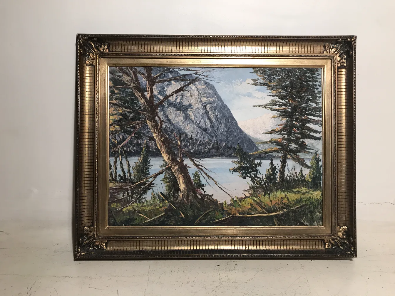 ancienne peinture crispino montrant un paysage de montagne