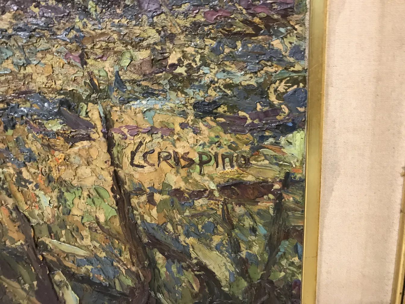 鮮やかな色と生き生きとしたディテールのアンティーク絵画 crispino