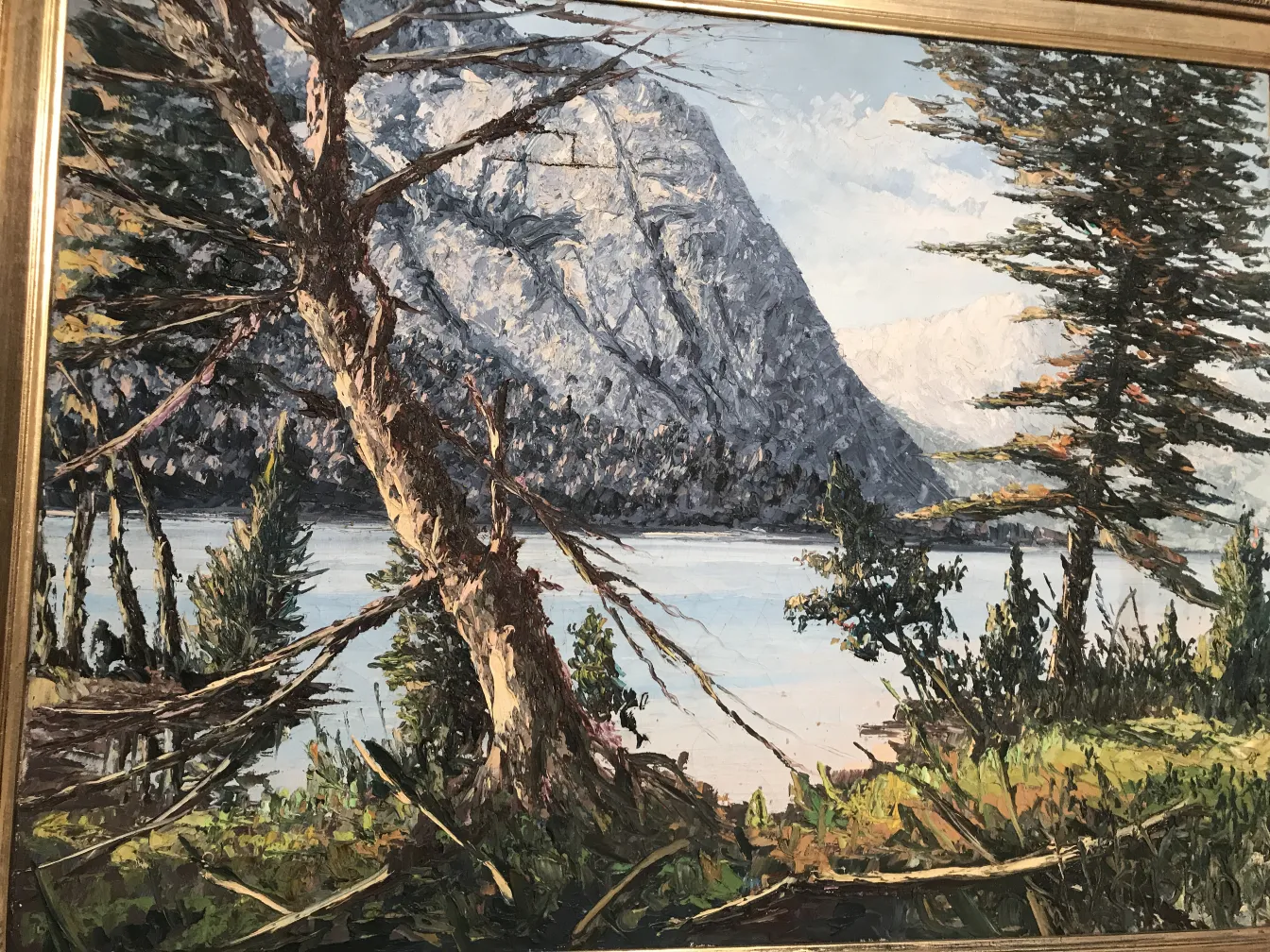 Crispino painting of a natural landscape with mountains and trees