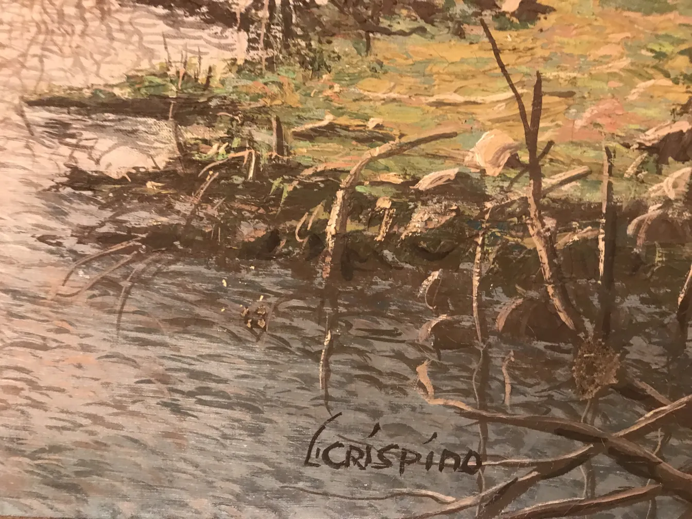 Antica pittura di Crispino che mostra la natura e l'acqua