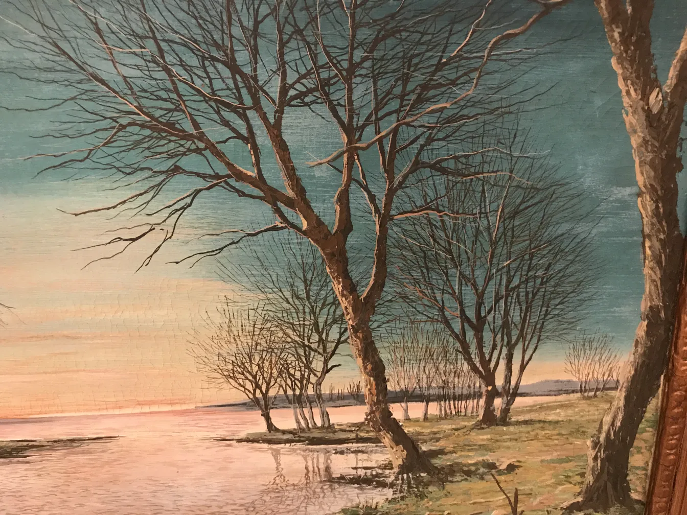 고대의 Crispino 그림, 나무와 강의 풍경