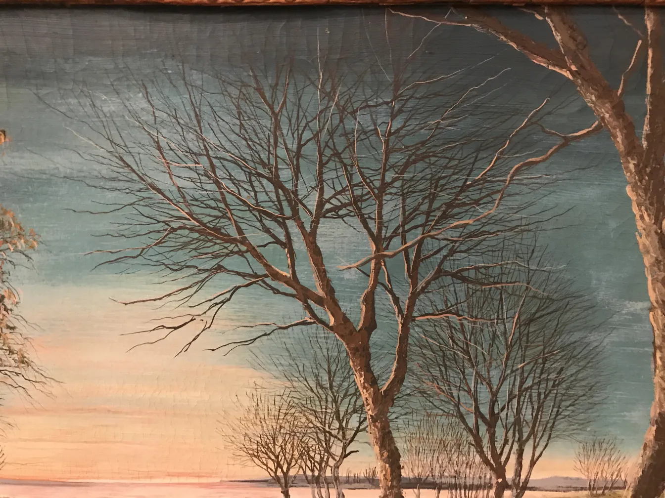 アンティーク 絵画 Crispino 乾いた木々の風景