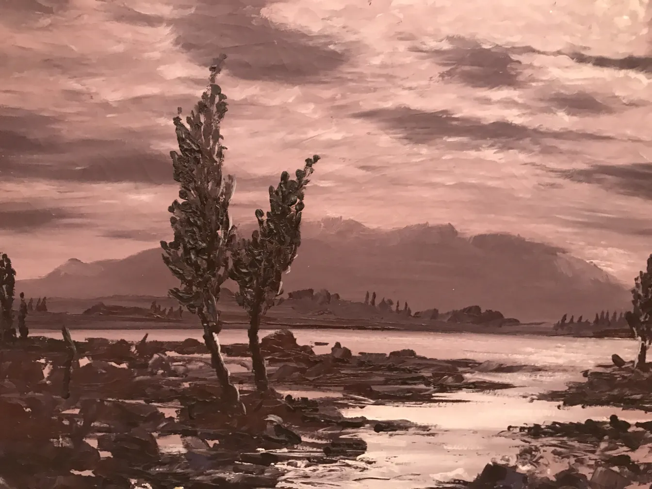 古董绘画crispino包含树和风景