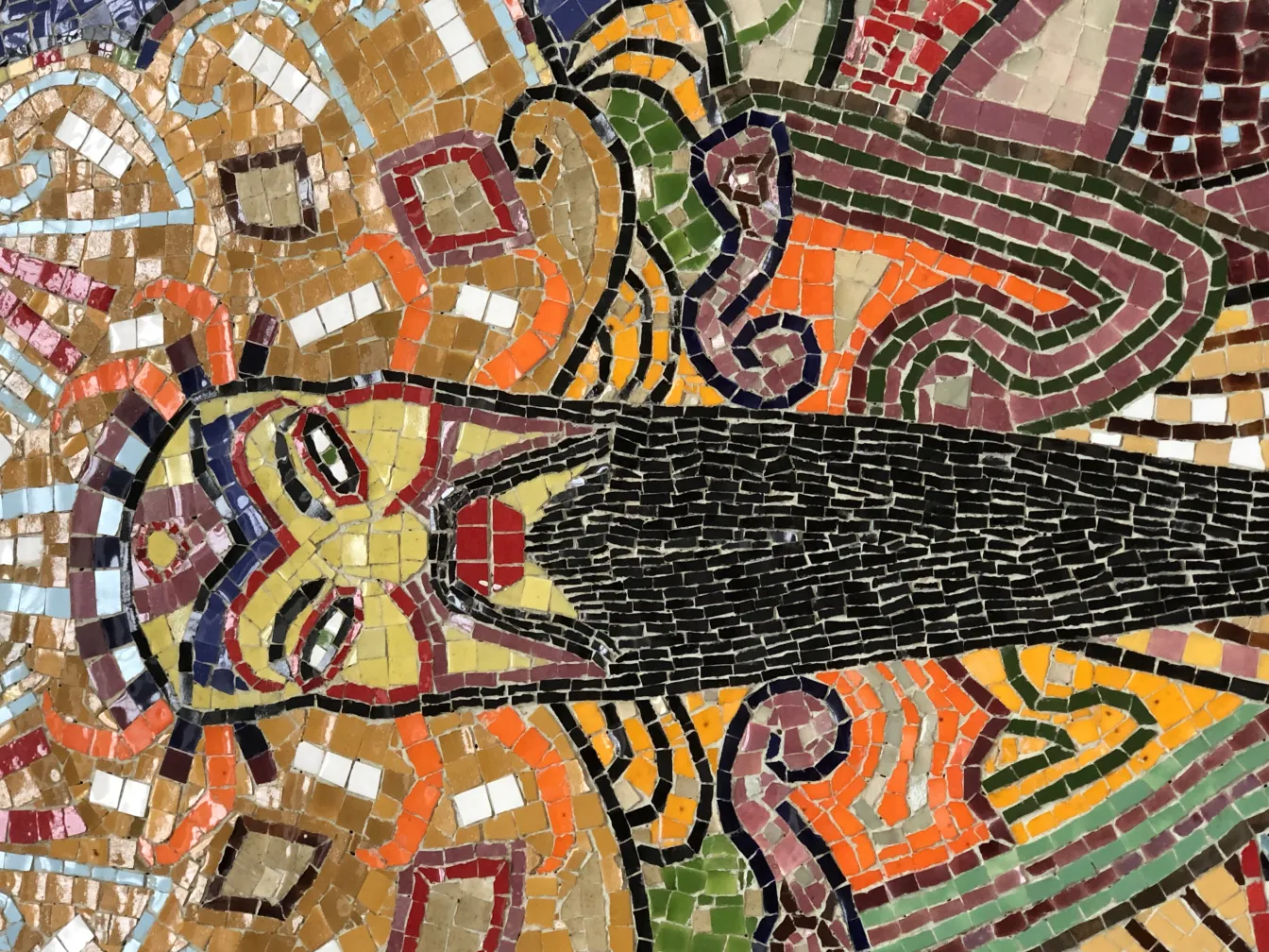 古代のモザイク画、鮮やかな色とパターン