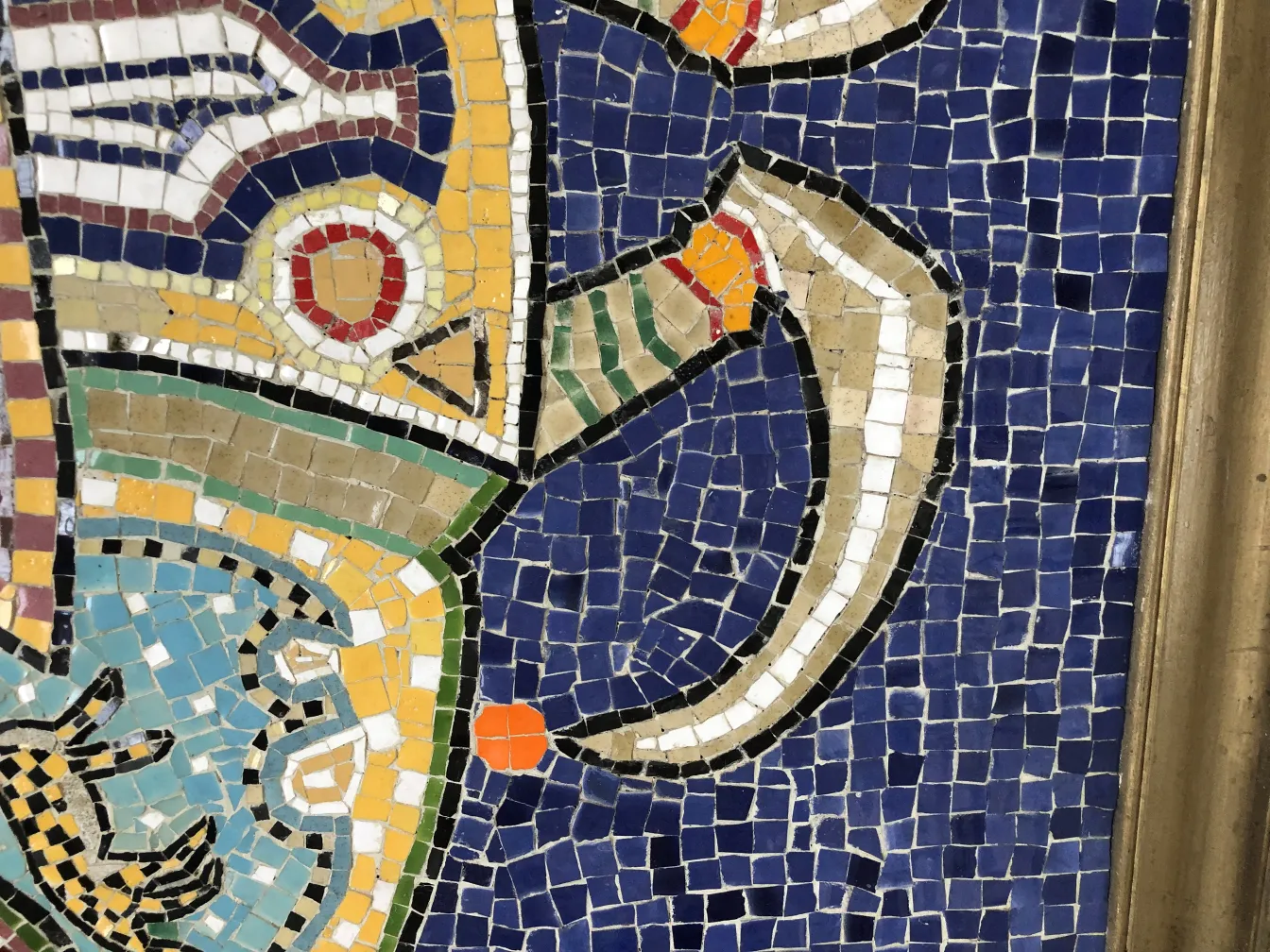 Quadro a mosaico antico con colori vivaci e forme