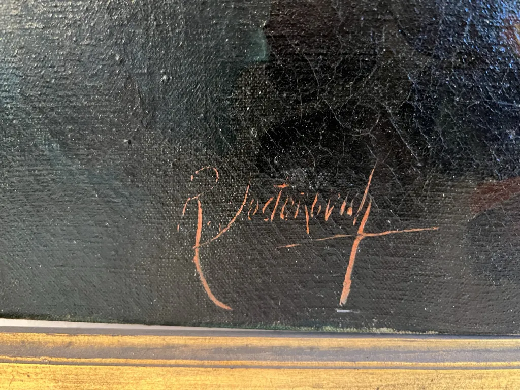 pittura antica con firma visibile in basso