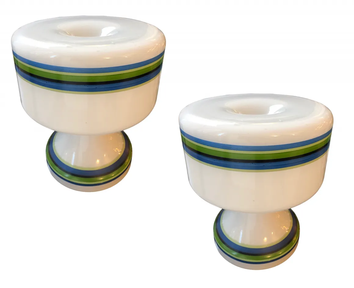 Conjunto de 2 lâmpadas de mesa antigas com cores vibrantes
