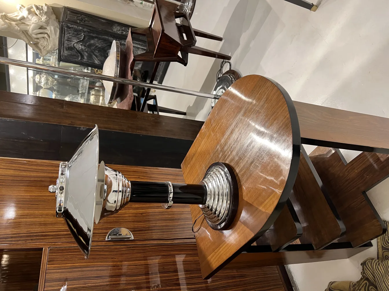 two antique table lamps on an elegant table, cozy atmosphere