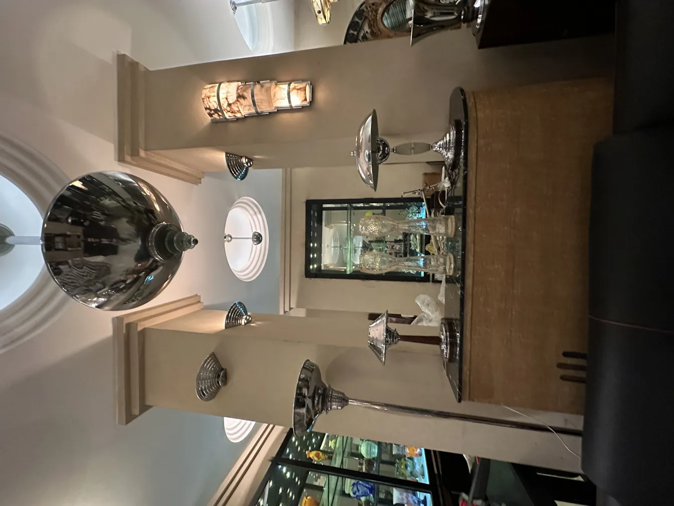 Two antique elegant table lamps in a chic setting