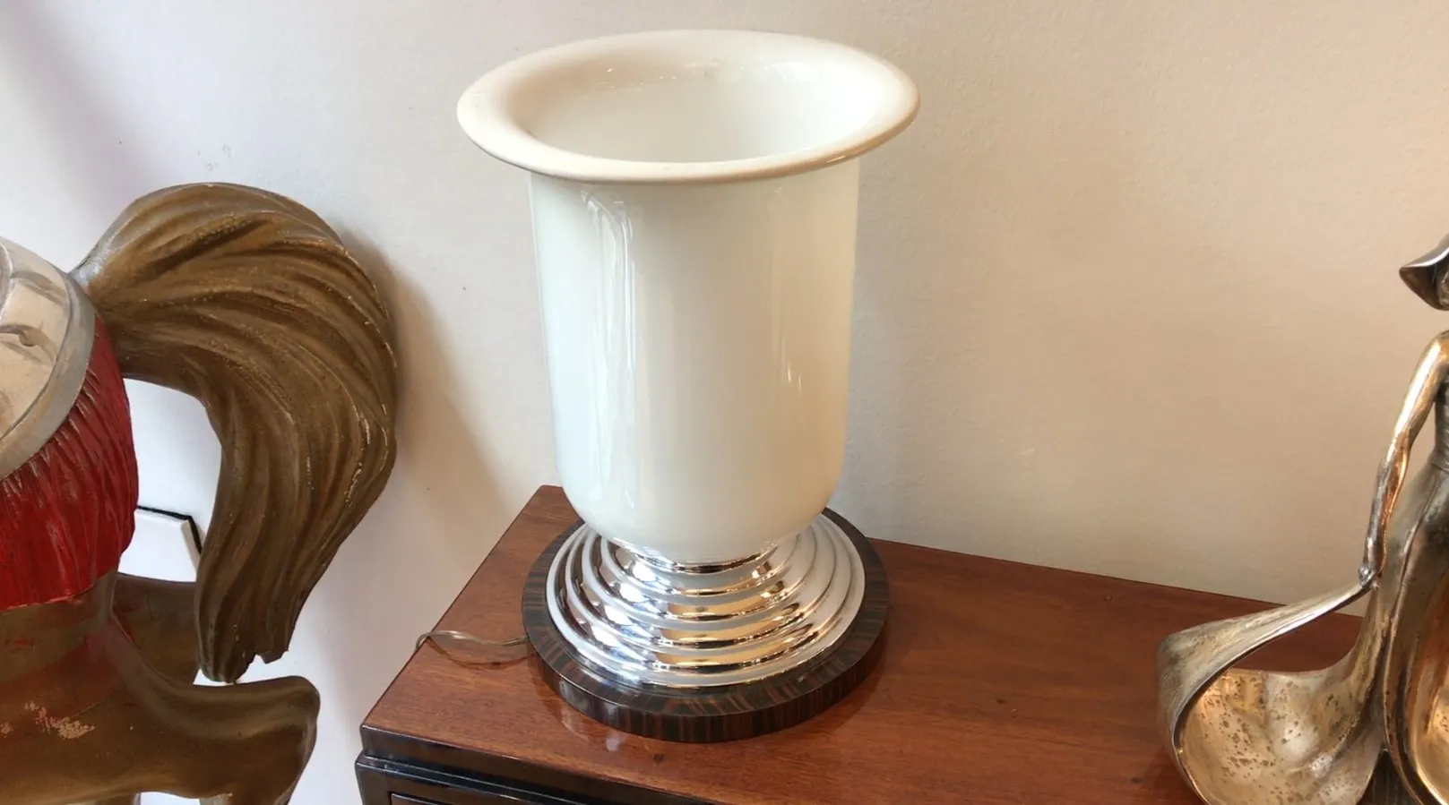 two antique table lamps with decorative base