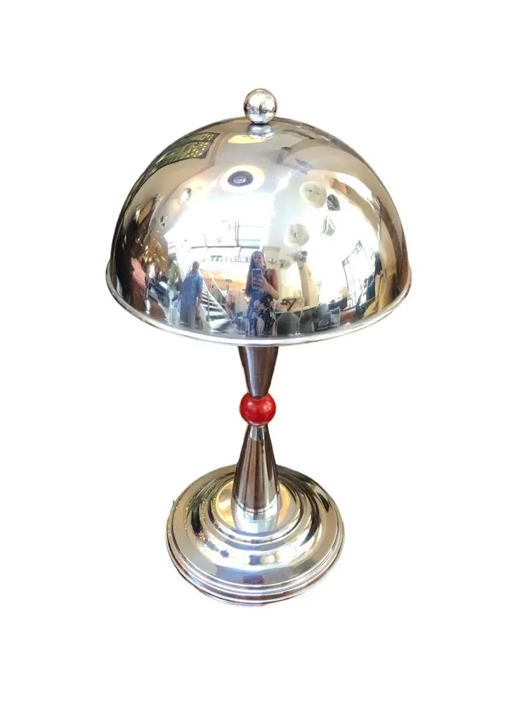 Two antique table lamps with a shiny design