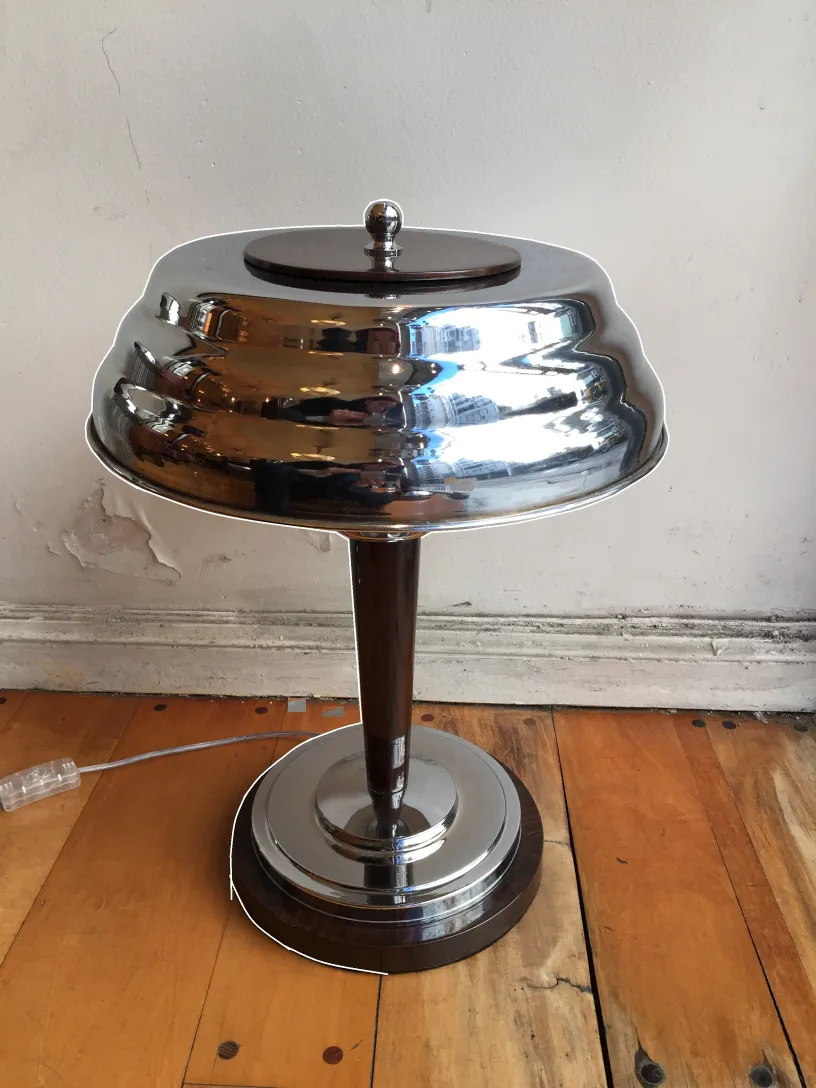 2 lámparas de mesa antiguas con base cromada y detalles brillantes