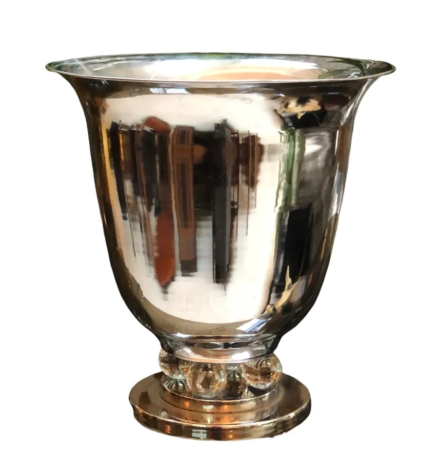 two antique table lamps with a shiny finish