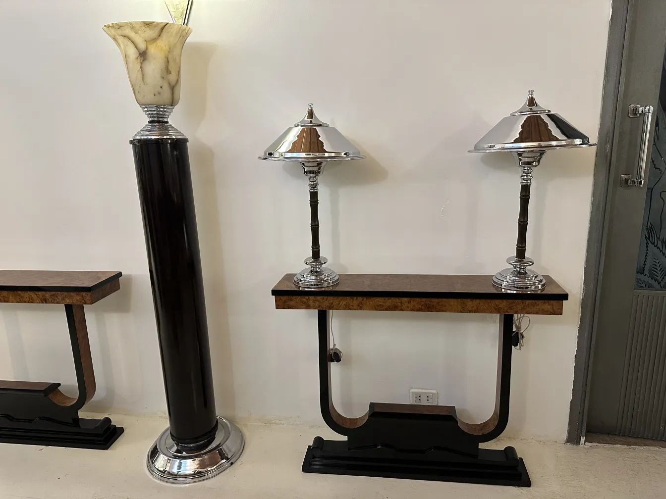 two antique table lamps with classic design and elegance.