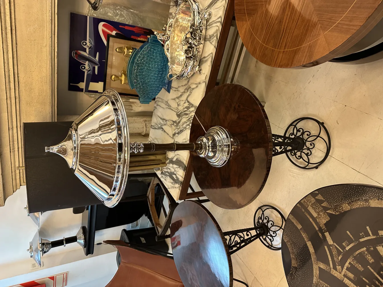 two antique table lamps with decorative bases, cozy atmosphere