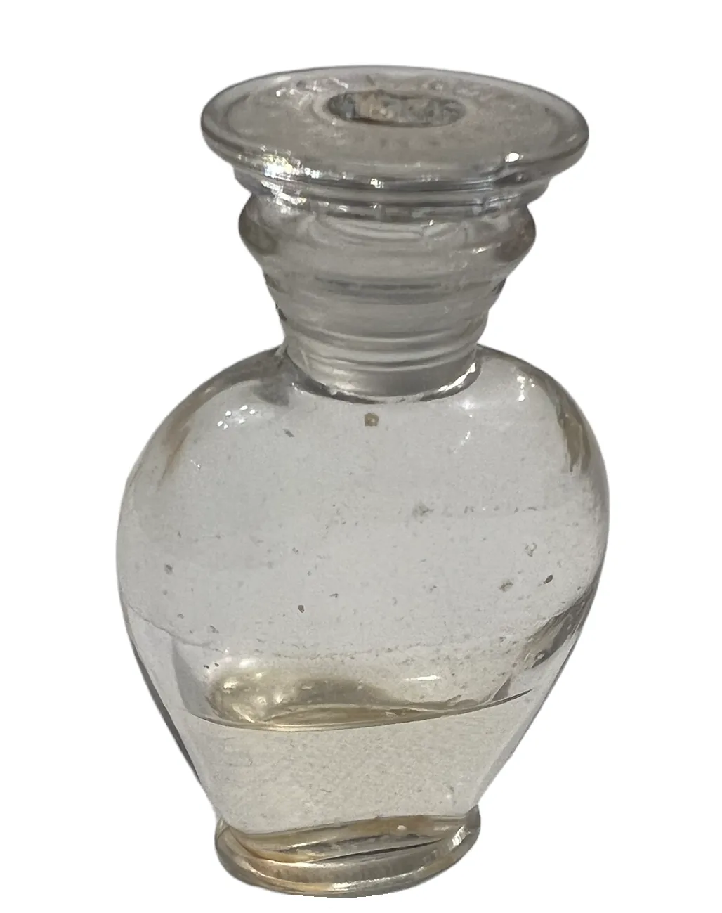 frasco de perfume antigo de vidro transparente com tampa