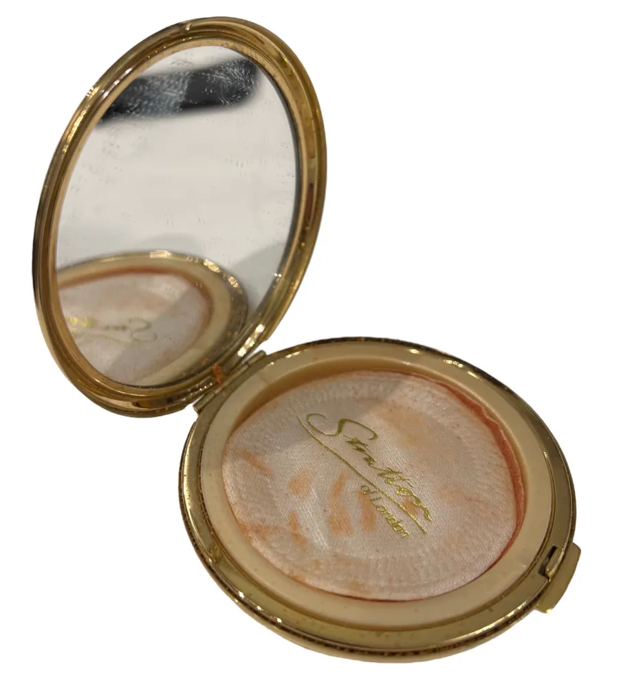 antike polvera mit elegantem design und innenspiegel