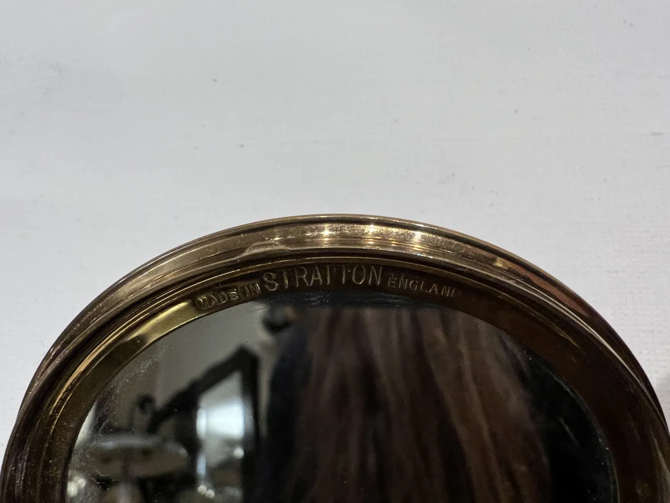antique compact with mirror, elegant designs, stratton england.