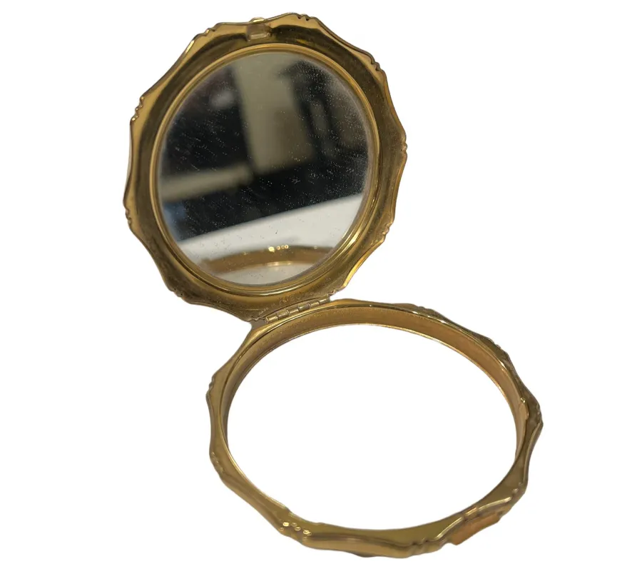 polvera antique avec miroir, design élégant, réflexion claire