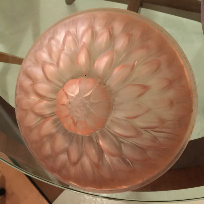 antique ceiling light with embossed flowers, orange color