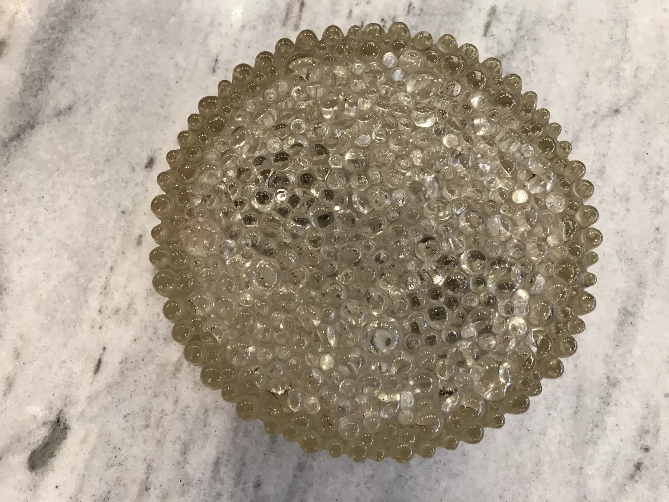 antique round ceiling light with clear bubbles