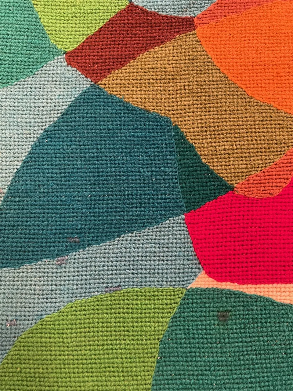 antique tapestry featuring abstract shapes and vibrant colors, perfect for decor