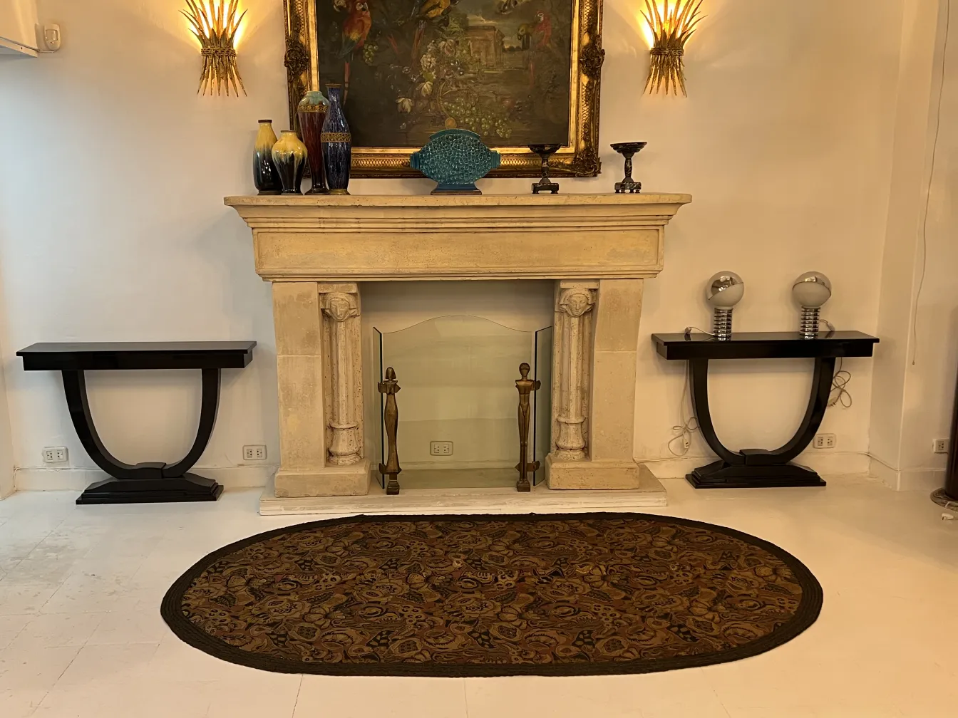 antique tablecloth with floral embroidery in warm colors