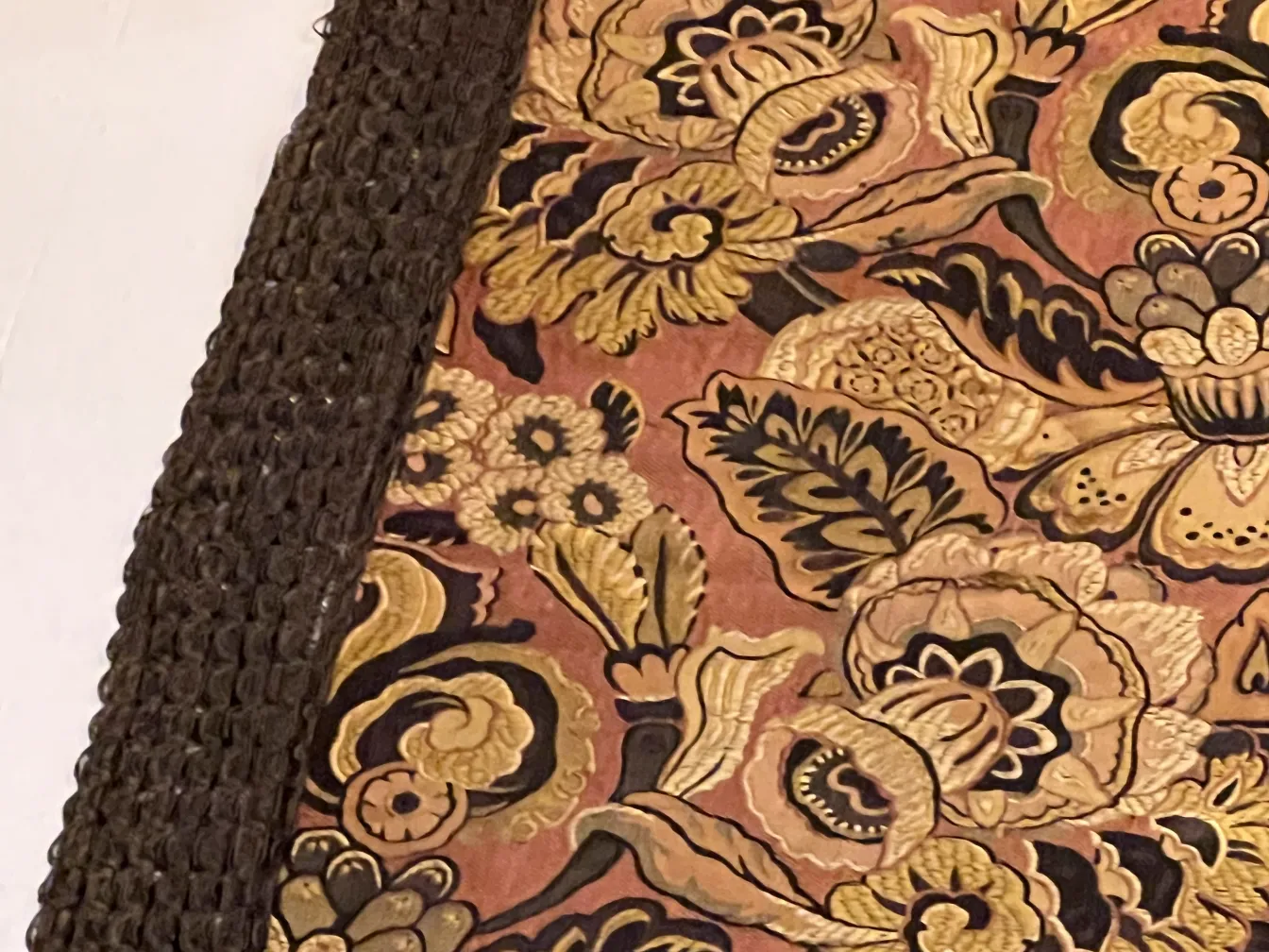 antique tablecloth featuring vibrant floral patterns