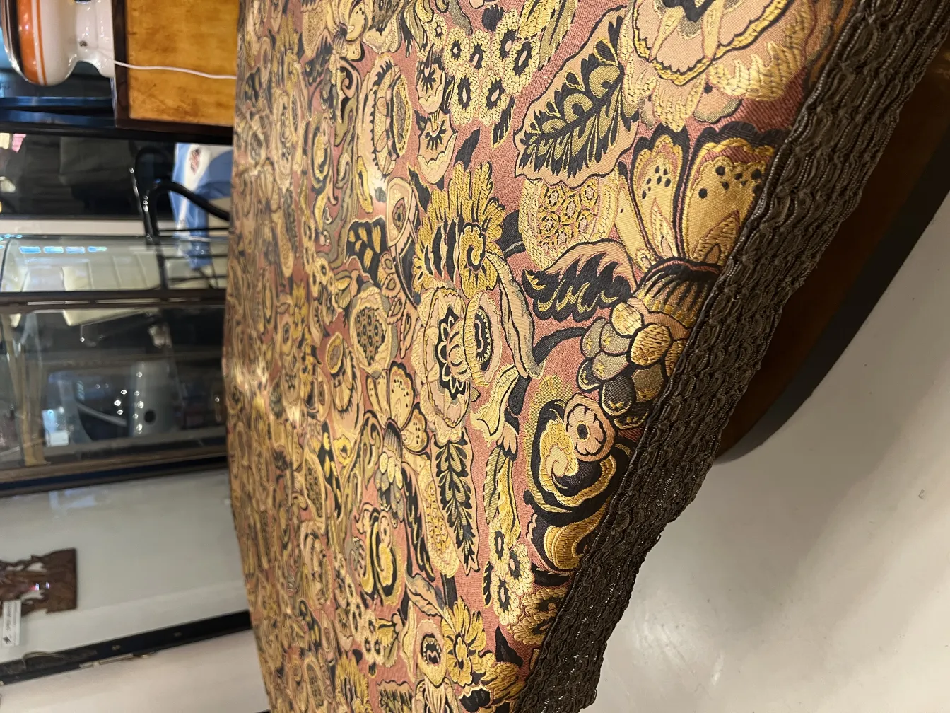 vibrant antique tablecloth with floral designs