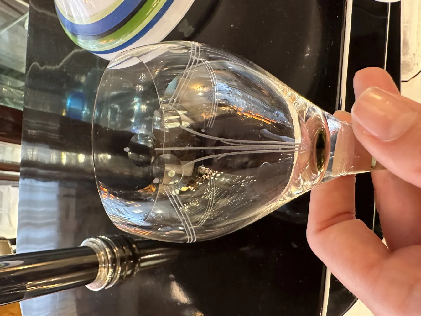 View of an antique glass with elegant design.