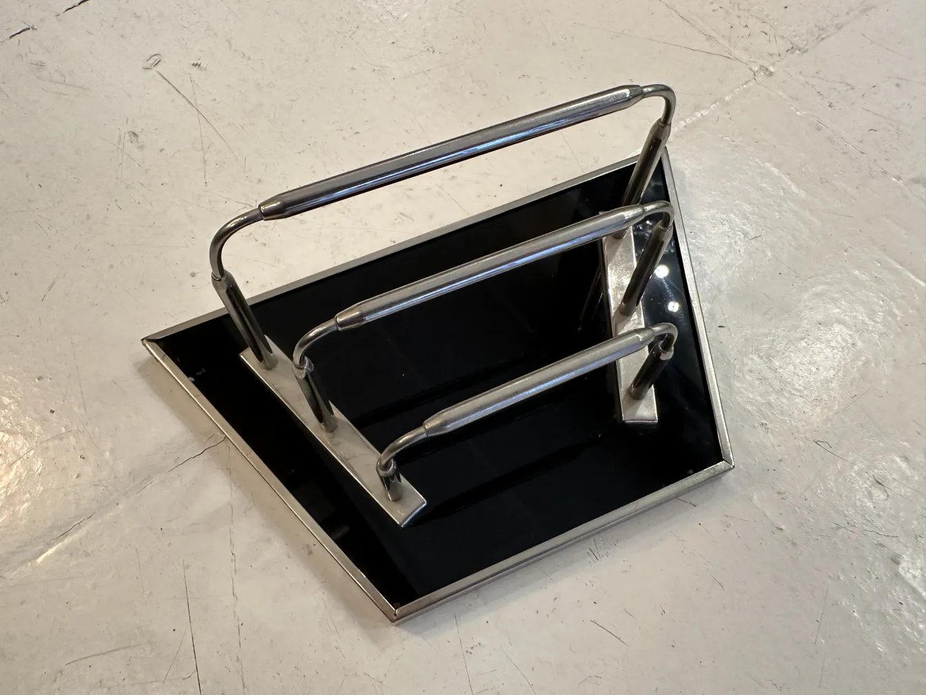 antique card tray WMF with triangular design and three sections