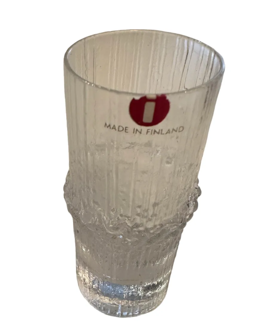 six antique glasses tapio wirkkala with textured design